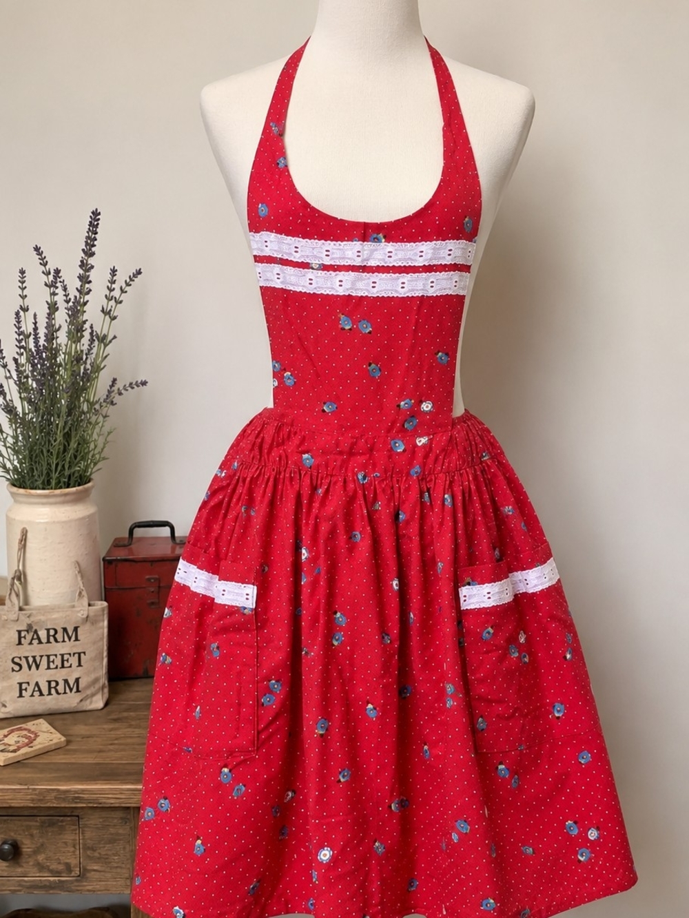 Kitchen Bundle - Red Halter Apron, Dish Towels, Etc - Picture 2 of 12